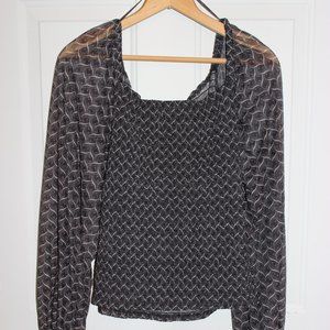 Anthropologie Black Mesh Blouse
